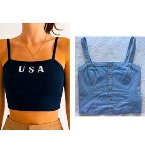 Lot 2 Abercrombie & Fitch Corset Tanks Lelis USA Knit Adjustable Tops S/M